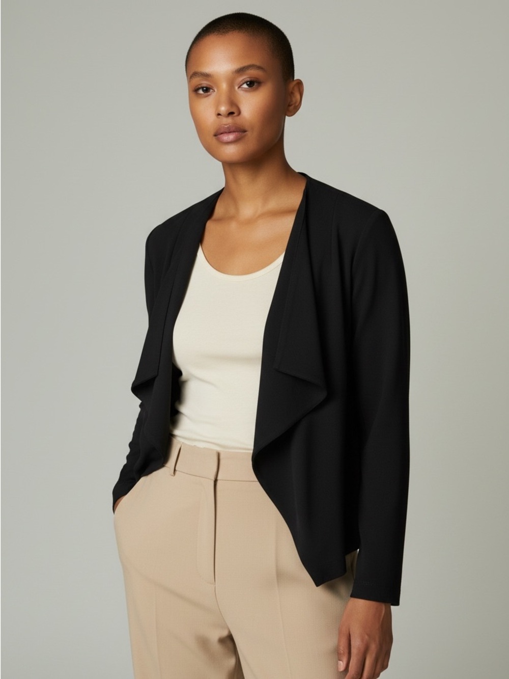 Babaton Black Draped Open-Front Blazer S